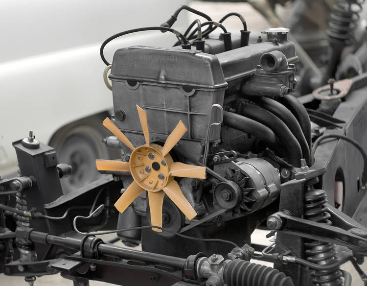 Sistema de enfriamiento por aire de un auto antiguo